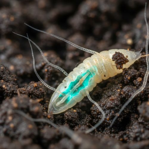 Nematoden dringen in Schädlings-Larve ein